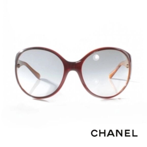 Chanel (Authentic) Golden Brown CC Crystal Accent Oversized Vintage Sunglasses - Picture 1 of 11